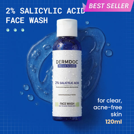 Buy DERMDOC 2% Salicylic Acid Face Wash (120 ml) | Oily, Sensitive & Acne Prone Skin Friendly | Clears Pimples, Dark Spots, Whiteheads & Blackheads | Gentle Exfoliation-Purplle