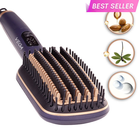 Buy Vega LitStyle L1 Hair Straightening Brush for Women with Triple Care & ThermoProtect Technology, Frizz-Free Hair in Few Mins, Hair Straightener, Straightening Effect Upto 12 Hours, (VHSB-06) 1 pc-Purplle