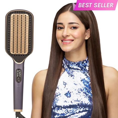 Buy Vega Hair Straightener Brush with Up to 12 Hrs Straightening Effect, Triple Care & ThermoProtect Technology, Frizz Free Hair in Few Mins, Hot Brush with 5 Temperature Settings, (Litstyle L1, VHSB-06) - 1 pc-Purplle