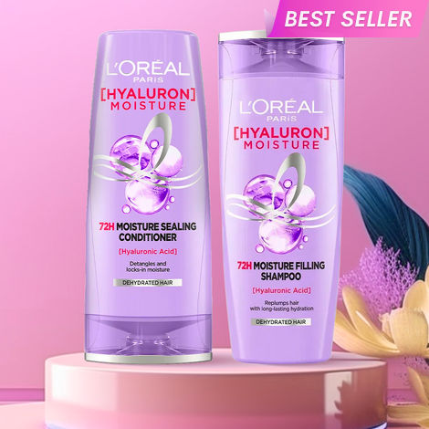 Buy L'Oreal Paris Hyaluron Moisture Hair Care Duo 1 (Hyaluron Moisture 72H Moisture Shampoo (180 ml) Hyaluron Moisture 72H Moisture Conditioner (175 ml) Haircare kit, Combo of 2-Purplle