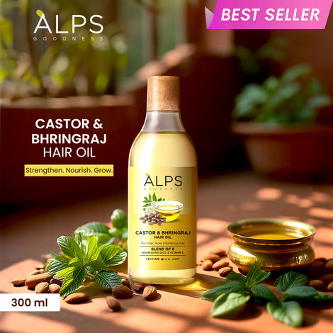 Buy Alps Goodness Castor & Bhringraj Hair Oil | Hair Fall Control | Hair Growth | 300 ml-Purplle