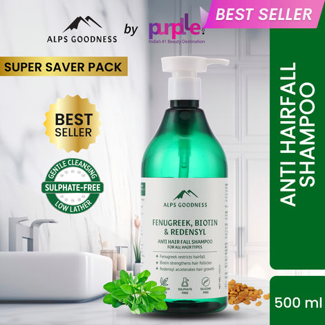 Buy Alps Goodness Fenugreek, Biotin & Redensyl Anti Hairfall Shampoo for All Hair Types (500 ml) | Sulphate Free, Silicone Free, Paraben Free | Gentle & Mild Cleansing Shampoo| Vegan | Hairfall Control Shampoo-Purplle