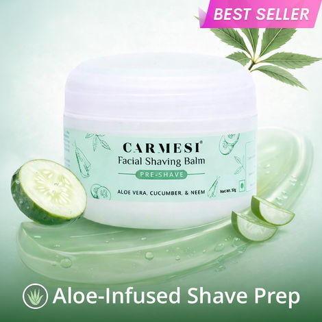 Buy Carmesi Pre-Shave Face Shaving Balm for Women, 50 gm | No Razor Burns or Cuts | Shaving Balm for Face Razor | Aloe Vera, Cucumber, Neem | Non-Greasy | For All Skin Types-Purplle