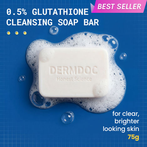 Buy DERMDOC 0.5% Glutathione Cleansing Soap Bar (75 gm) | Soap Free Formula | Sensitive Skin Friendly | Skin Brightening | Gentle & Non-Drying-Purplle