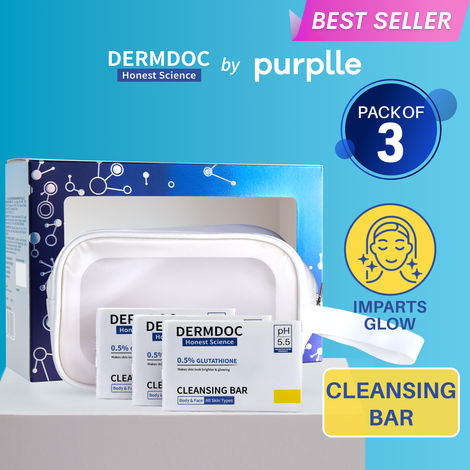 Buy DERMDOC GlutaGlow Trio | Glutathione Cleansing Bar (Pack of 3) | Free Pouch-Purplle