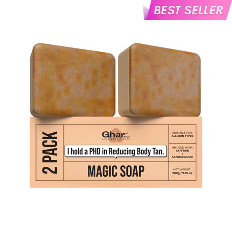 Buy Ghar Soaps Ayurveda + Science I hold a PHD in removing Body Tan. Magic Soap ( 2 x 100 gm)-Purplle