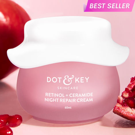 Buy Dot & Key Night Retinol + Ceramide Night Repair Cream | Hibiscus & Pomegranate Oil | Reduces Fine Lines & Wrinkles Lift Face Moisturizer With Hyaluronic Acid & Ceramides | 60ml-Purplle