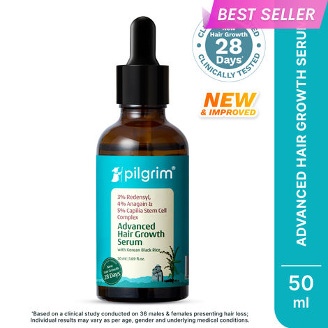 Buy Pilgrim Redensyl + Anagain Advanced Hair Growth Serum with Green Tea |All Hair Types | For Women & Men | Discover Thick and Dense Hair | Vegan (50 ml)-Purplle