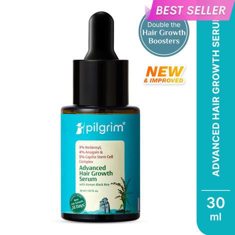 Buy Pilgrim 3% Redensyl & 4% Anagain Advance Hair Growth Serum|Thick Hair|Korean Black Rice (30 ml)-Purplle