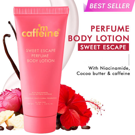 Buy mCaffeine Sweet Escape Perfume Body Lotion with Niacinamide, Cocoa & Shea Butter | Deeply Moisturizes | Luxury Fruity-Floral Scented Lotion - 150 ml-Purplle
