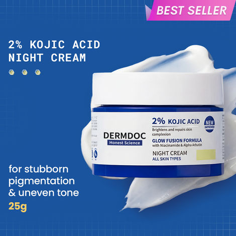 Buy DERMDOC 2% Kojic Acid Glow Fusion Formula Night Cream (25 gm) | Skin Brightening I Targets Pigmentation I With Niacinamide & Alpha Arbutin-Purplle