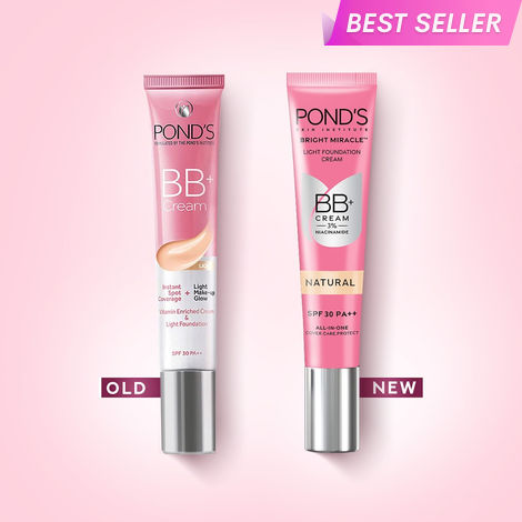 Buy Ponds BB+ Cream, Instant Spot Coverage + Light Make-up Glow, Natural 18 gm-Purplle
