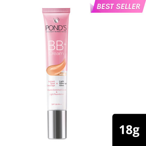 Buy Ponds BB+ Cream, Instant Spot Coverage + Light Make-up Glow, Natural 18 gm-Purplle