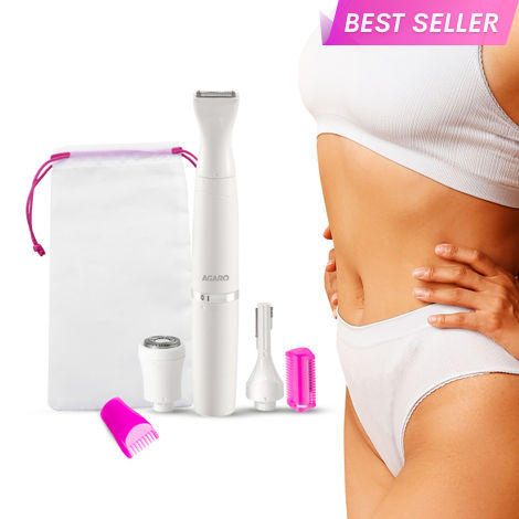 Buy AGARO Rechargeable 3-in-1 Multi Trimmer For Women, Multipurpose Hair Remover for Women, Face, Leg, Eyebrow, Underarms, Bikini Trimmer, 90 minutes Runtime, White - 1 pc-Purplle