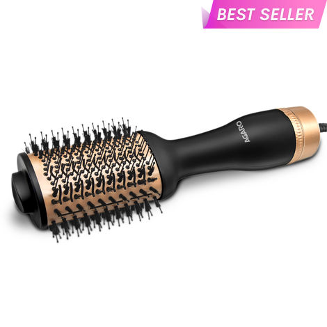 Buy AGARO HV2179 Hot Air Brush for Hair, Blow Dryer Brush, Volumizer & Styler, 360° Airflow Vent, Oval Barrel for Hair Volume, Charcoal Bristles, Ceramic Coating Brushing Head, 1200W, Gold & Black - 1 pc-Purplle