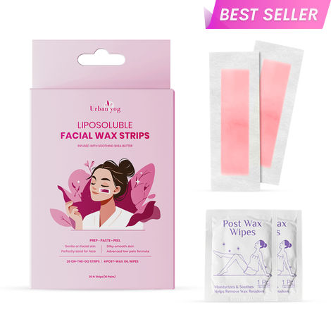 Buy UrbanYog Small Liposoluble Facial Wax Strips for Women - 20 Wax Strips + 4 Post-Wax Wipes | Gentle Facial Hair Removal Face Wax Strip for Upper Lip, Eyebrows, Chin, Sidelocks-Purplle