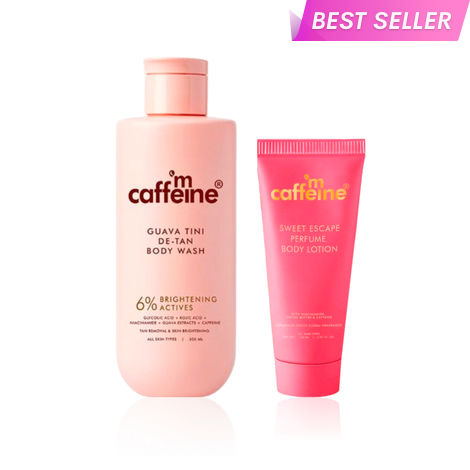 Buy mCaffeine Detan Body Wash & Sweet Escape Lotion Combo (Sweet Escape Lotion 150 ml + Detan Body Wash 300 ml) Combo of 2-Purplle