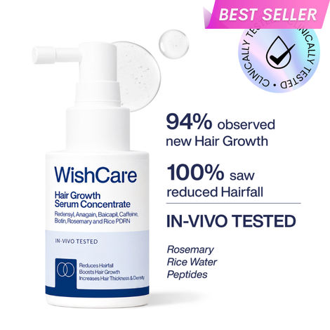 Buy WishCare Hair Growth Serum Concentrate|In-Vivo Tested|3%Resdensyl 4%Anagain 2%Baicapil Rosemary & Rice Water|Easy to Use|Lightweight & Non-sticky|Boosts Hairgrowth|Visible Hair Growth in 3 months|30 ml-Purplle