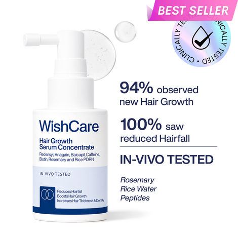 Buy WishCare Hair Growth Serum Concentrate|In-Vivo Tested|3%Resdensyl 4%Anagain 2%Baicapil Rosemary & Rice Water|Easy to Use|Lightweight & Non-sticky|Boosts Hairgrowth|Visible Hair Growth in 3 months|30 ml-Purplle