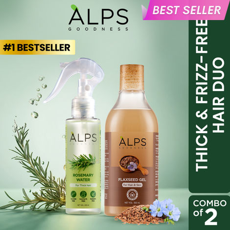 Buy Alps Goodness Thick & Frizz-Free Hair Duo with Rosemary Water Spray (100 ml) & Flaxseed Gel (300 ml) | For Thick-Long Hair | Gives Frizz-Control Combo of 2-Purplle
