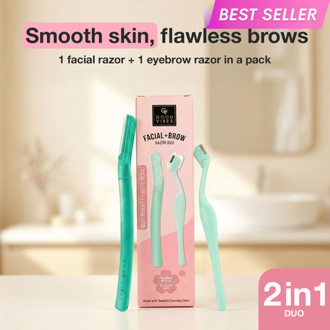 Buy Good Vibes Facial & Brow Razor Duo for Women- Pack of 2 | Instant & Painless Hair Removal&nbsp; | Face & Eyebrow Razor | Removes Peach Fuzz, Upper Lip & Sideburns | Dermaplaning Tool | For Sensitive Skin-Purplle