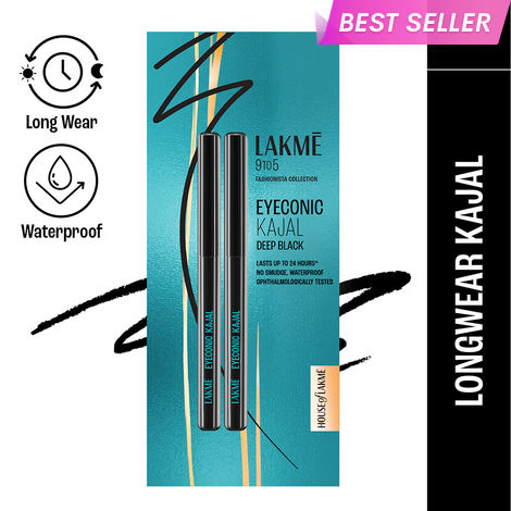 Buy Lakme Eyeconic Kajal| Black - Twin Pack| 0.35 gm + 0.35 gm | Smudgeproof |Waterproof | Lasts upto 24 Hrs-Purplle