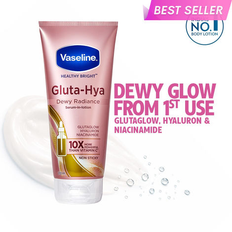 Buy Vaseline Gluta-Hya Dewy Radiance Lotion for Face & Body | Gives Brighter Skin | Glutathione & Niacinamide Infused Moisturizer, 200 ml-Purplle