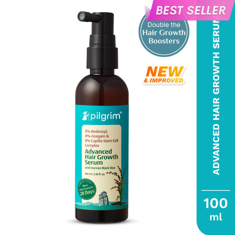 Buy Pilgrim 3% Redensyl & 4% Anagain Advanced Hair Growth Serum, 100 ml, with Korean Black Rice, Controls Hair Fall, Stimulates Hair Growth, Increase Hair Density, Hair Growth Serum for Men & Women-Purplle