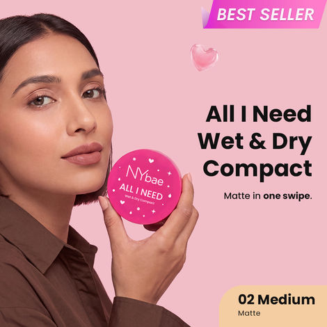 Buy NY Bae All I Need Wet & Dry Compact Powder- Medium 02 |Lightweight & Blendable | Matte Finish | Wet & Dry Compact Use | Long-Lasting Oil Control & Coverage | Perfect for Daily Wear | 9 gm-Purplle