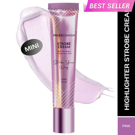Buy FACES CANADA Strobe Cream Mini- Pink, 18 ml | Primer + Highlighter + Moisturizer | Shea Butter & Hyaluronic Acid | Intense Hydration | Flawless Radiant Dewy Skin | Illuminating & Glowing Makeup Base-Purplle