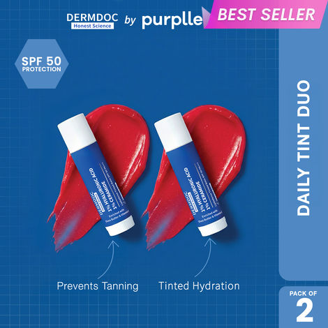 Buy DERMDOC Daily Tint Duo (Pack of 2) | Combo Saver Pack | Tinted Lip Balm SPF 50 with High Tint Coverage (4 gm)-Purplle