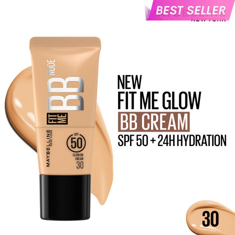 Buy Maybelline New York Fit Me Glow BB Cream, SPF 50 + 24H Hydration With Niacinamide & Hyaluronic Acid, Dewy Finish for Normal to Dry Skin - Shade 30, 25 ml-Purplle
