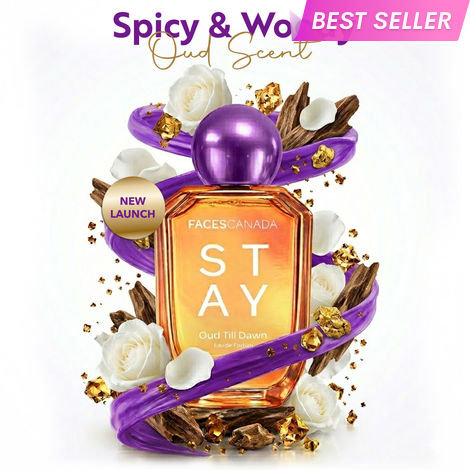 Buy FACES CANADA STAY Oud Till Dawn Eau de Parfum for Women, 50 ml | Long-Lasting Perfume with Oud, Rose & Amber | Bold Woody Scent | Gifts for Women | Premium Fragrance-Purplle