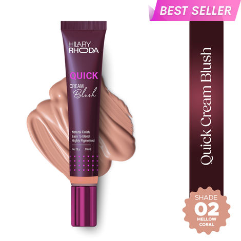 Buy Hilary Rhoda Quick Cream Blush | Highly Pigmented & Dewy Finish | Long-Lasting | Buildable Coverage | Weightless & Easy to Apply | Cream Blush | 20 ml (Mellow Coral - Shade 02)-Purplle