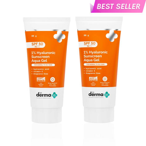 Buy The Derma Co. 1% Hyaluronic Sunscreen Aqua Gel with SPF 50 & PA++++ for Broad Spectrum & Blue Light Protection - 80 gm (Pack of 2)-Purplle