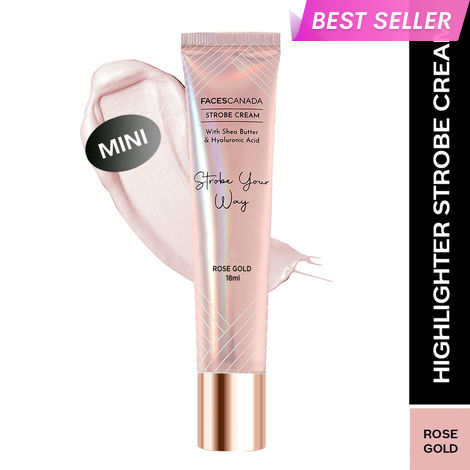 Buy FACES CANADA Strobe Cream Mini- Rose Gold, (18 ml) | Primer + Highlighter + Moisturizer | Shea Butter & Hyaluronic Acid | Intense Hydration | Flawless Radiant Dewy Skin | Illuminating & Glowing Makeup Base-Purplle