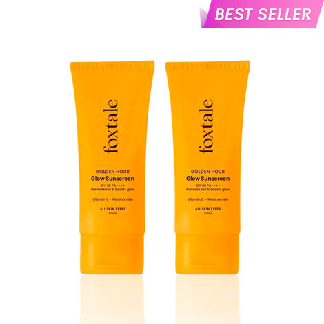 Buy Foxtale Glow Sunscreen SPF 50 PA++++ Lightweight with Vitamin C and Niacinamide 50 ml (Pack of 2)-Purplle