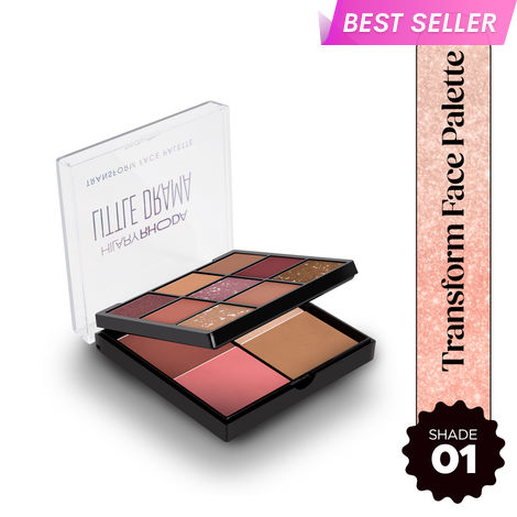 Buy Hilary Rhoda Transform Face Palette | 9 Eyeshadows | 2 Blushes | Highlighter & Contour | Highly Pigmented | Available in 2 Variants | Matte & Shimmer Finish | All-in-One Kit | 18 gm (Soft Glam - Shade 01)-Purplle