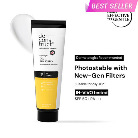 Buy Deconstruct Gel Sunscreen For Oily Skin SPF 50 PA++++| 100% Photostable| Lightweight| Non-Greasy |In-Vivo Tested 30 gm-Purplle
