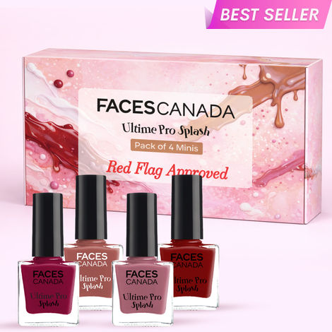 Buy FACES CANADA Ultime Pro Splash Nail Enamel Pack of 4 Minis - Red Flag | Long-Lasting | Chip-Resistant Wear | Quick-Dry Formula | Smooth & Glossy Finish-Purplle