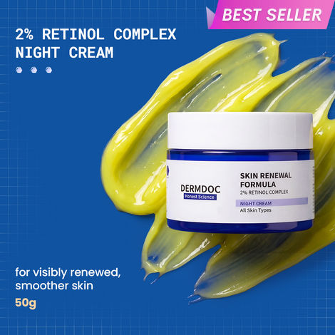 Buy DermDoc 2% Retinol Complex Skin Renewal Formula Anti-Ageing Night Cream | Reduces Fine Lines & Wrinkles | With Niacinamide & Hyaluronic Acid | Lightweight Formula | All Skin Types | 50 gm-Purplle