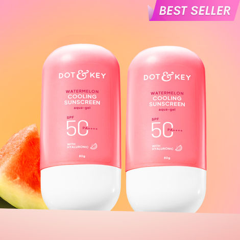 Buy Dot & Key Watermelon Cooling Sunscreen SPF 50 PA++++ for Moisturized Skin, No White Cast, Boosts Vitamin D Absorption & Quick Absorbing - 80 gm - Pack of 2-Purplle