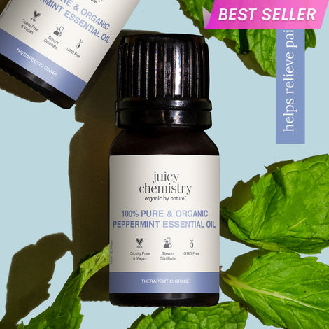 Buy Juicy Chemistry 100% Pure & Organic Peppermint Essential Oil, 10 ml | Cooling & Refreshing Oil for Skin, Hair & Aromatherapy | Soothes & Relieves Headaches | Reduces Muscles & Joint Pain | Cruelty Free & Vegan-Purplle
