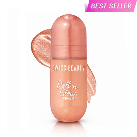 Buy Swiss Beauty Roll 'n' Glow Glitter Oil | Instant Shine - 13.5 ml, Roll 'n' Rose-Purplle