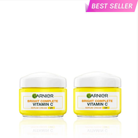 Buy Garnier Skin Naturals Bright Complete Vitamin C Serum (Pack of 2) - UV Cream Vitamin C Day Cream for Sun Protection and Skin Brightening - Suitable For all Skin Types 45 gm-Purplle
