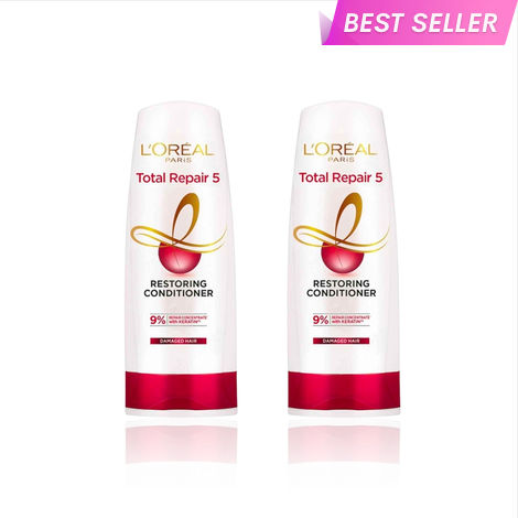 Buy L'Oreal Paris Total Repair 5 Conditioner (Pack of 2) Restores Damaged Hair Powered by Keratin XS Technology 180 ml-Purplle