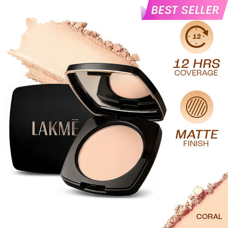 Buy Lakme Forever Matte Compact, with Vitamin E & C, Compact Powder, 9 gm for Smooth Finish, Coral-Purplle