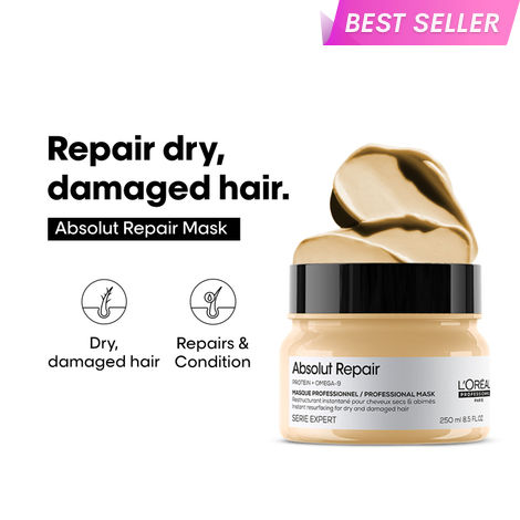 Buy L'Oreal Professionnel Absolut Repair Mask For Dry and Damaged Hair 250ml | With Wheat Protein-Purplle