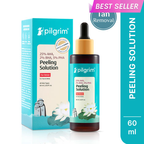 Buy Pilgrim 25% AHA + 2% BHA + 5% PHA Peeling Solution Scrub for Face Pigmentation Acne Marks & Blemishes|Exfoliating Serum For Glowing Skin | Men & Women| All Skin Types| At-home facial | Korean Skin Care (60 ml)-Purplle