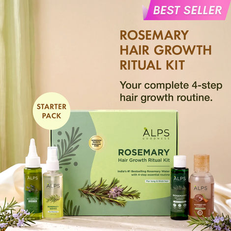 Buy Alps Goodness Rosemary Hair Growth Ritual Kit | Powered With the Goodness of Rosemary & Flaxseed | 4 Rosemary Essential In One Routine | Promotes Fuller & Stronger Looking Hairs | Helps Prevent Hairfall | 100% Natural | Pack of 4-Purplle